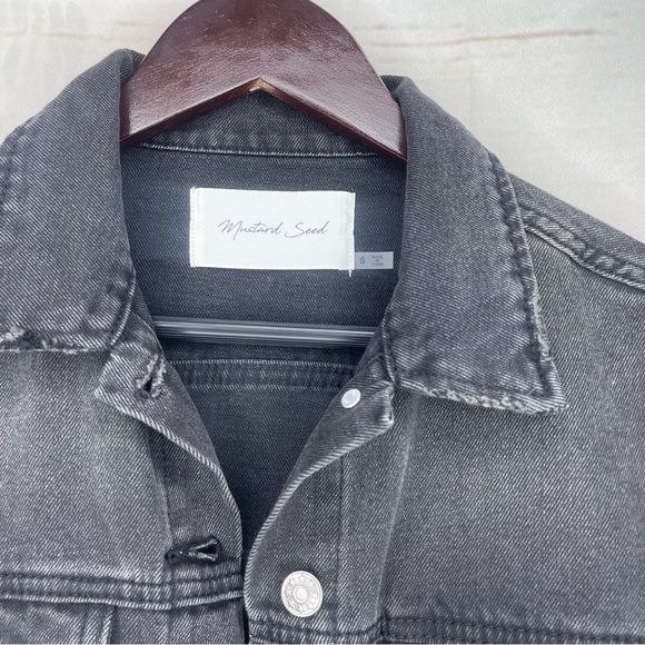Mustard Seeds • Denim Jacket •  Black • Puff Sleeve • Small • 100% Cotton - Picture 6 of 7